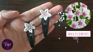 Beaded Wax Flower Hair clips Full Tutorial  Prajnil creates  Beaded Flowers crafts jewellery [upl. by Sumahs337]