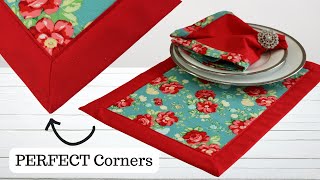 DIY Double Sided Placemats with PERFECT Mitered Corners  Manteles Individuales Doble Cara FACIL [upl. by Yajet]