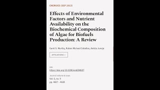 Effects of Environmental Factors and Nutrient Availability on the Biochemical Composi  RTCLTV [upl. by Gnort]