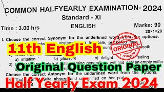 11th english half yearly question paper 2024  11th english half yearly important questions 2024 [upl. by Eornom]