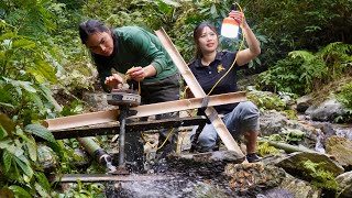 Installing electricity and water systems catching stream fish cooking farm life [upl. by Alurta]