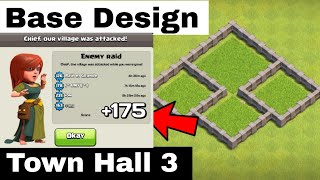 clash of clans  best town hall 3 defense base design  Town Hall 3 base  th3 base [upl. by Imij]