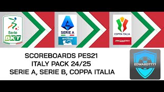 Italy pack 2425 scoreboards Serie A Serie B Coppa Italia for Pes21FL read description [upl. by Godfree]