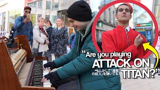 I Played Every ATTACK ON TITAN OP On Piano In Public [upl. by Dolly]