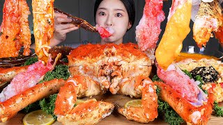 ASMR MUKBANG  3kg 넘는 킹크랩 🦀 킹크랩회 찜 게딱지볶음밥 먹방 7lb KING CRAB RAW KING CRAB BOILED CRAB FRIED RICE [upl. by Gnivre40]