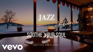 October Cozy Autumn Fall with Soft Piano Instrumental at Beach Coffee Shop to Relax Jazz [upl. by Htide19]