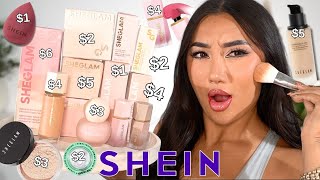 TRYING A FULL FACE OF SHEIN MAKEUP DUPES 😱 [upl. by Leinahtam]