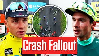 Remco Evenepoel amp Primoz Roglic Assess Injuries After Critérium du Dauphiné 2024 Crash [upl. by Rossing]