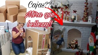 Haz feliz a tus hijos esta Navidad chimenea Navideña hecha de Cartón Reciclado [upl. by Pfeifer]