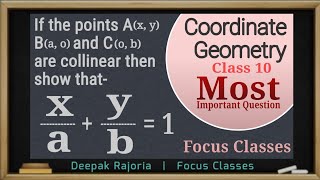 Coordinate Geometry  If the points Ax y Ba 0 and C0 b are collinear show xa  yb  1 [upl. by Terrill]