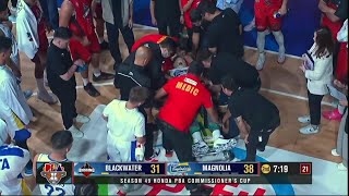 Calvin Abueva STRETCHERED OUT OF THE COURT  PBA Season 49 Commissioner’s Cup [upl. by Arturo333]