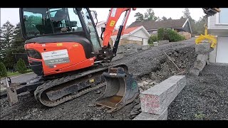 Flytting av granitt støttemur  Moving a granite retaining wall [upl. by Neeven]