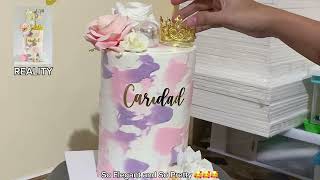 Satisfying Floral Tall Cake Decorating  Floral Cake cakedecorating [upl. by Moreta791]