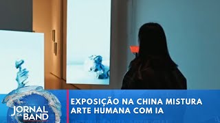 Exposição na China mistura arte humana com inteligência artificial [upl. by Ahsinid]