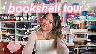 BOOKSHELF TOUR 📖💘 how i organize my book collection  my home library [upl. by Adallard]