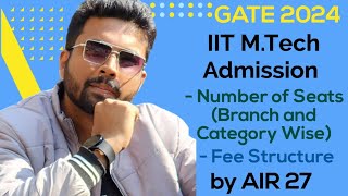 IIT MTech Number of Seats  Fees aniruddhasir gate2024 iiscbangalore iitbombay iit mtech yt [upl. by Yreved726]