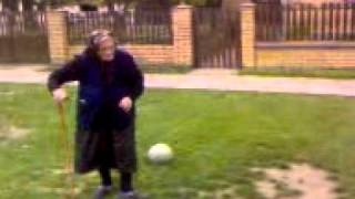 Baba igra futboll grandmother 97years old playing football 3gp [upl. by Ytsenoh]