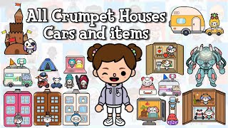 ALL CRUMPET HOUSES CARS AND ITEMS IN TOCA LIFE WORLD  Toca Boca  NecoLawPie [upl. by Ainafetse848]