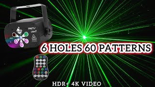 6 holes laser 60 Patterns 🔥 69129 Patterns Rechargeable Led Laser Projector Lights RGB UV DJ Sound [upl. by Indihar]