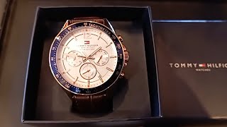 Tommy Hilfiger Multifunction Men Watch White Dial Brown Leather Strap [upl. by Allyn]