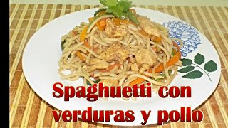 Espagueti con pollo y verduras  SPAGHUETTI CON POLLO Y VERDURAS  pasta con vegetales  cuaresma [upl. by Kanter]