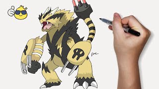 How to Draw Pokemon Mega Electivire in a new style  Duc Draw [upl. by Phillipp]