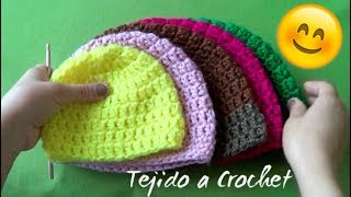 GORROS BASICOS TEJIDOS A CROCHET PASO A PASO EN ESPAÑOL EN TODAS LAS TALLAS [upl. by Orbadiah426]