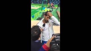 Djokovic Interview during the Basketball game Serbia vs France [upl. by Charmane]