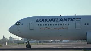 Incredible Power EuroAtlantic Airways Boeing 76734PER Takes Off at Lisbon Airport [upl. by Aciemaj136]