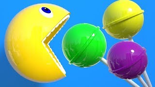 Learning colors with 3D animation Pacman Lollipop [upl. by Birkett123]