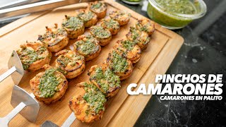 PINCHOS DE CAMARONES  Camarones EN PALITO  Como hacer chimichurri estilo Panamá  RECETA FÁCIL [upl. by Blayne715]