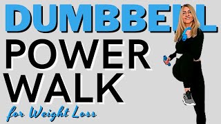 🔥1 HOUR DUMBBELL POWER WALK for FAT BURN and TONING🔥DUMBBELLS are OPTIONAL🔥Low Intensity🔥 [upl. by Ahsatak584]