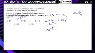 Kar  Zarar Problemleri Test 3 Soru 10 [upl. by Nesrac]