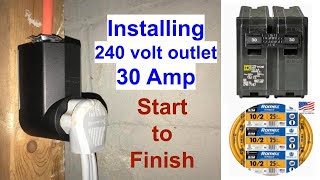 240 volts outlet 30 Amp breaker installation start to finish [upl. by Annahahs]