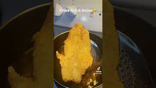 Fried catfish fillets w salad 😋 fyp friedfish shorts explorepage subscribe cooking [upl. by Engdahl]