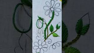 Easy Hand embroidery leaf stitch  Leaf embroidery designs for beginners  basic stitch shorts [upl. by Soloma]