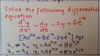 2ND ORDER DIFFERENTIAL EQUATIONS WITH EXPONENTIAL e  FOR CBETCDACC LEVEL 6 [upl. by Nnail557]