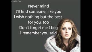 Someone Like You  Adele Lyrics HD [upl. by Corso814]