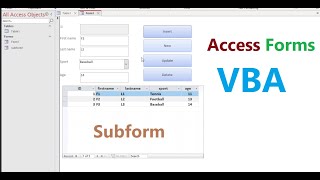 Full course MS Access Insert Update Delete and Fill subform in ms access forms using VBA 2023 [upl. by Daveta]