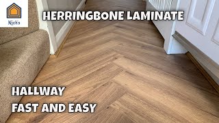 Herringbone Laminate Flooring Installation in the Hallway Fast and Easy [upl. by Nordna456]