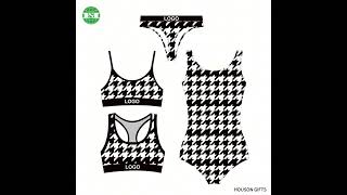 Free design 5Houndstooth print garments and accessoriesUnderwear lounge wear sport wear [upl. by Eenhat]