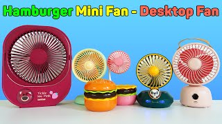 Hamburger Mini Fan  Desktop Fan Strong Wind And Enjoy The Cool Summer  Unboxing amp Review [upl. by Hachmann]