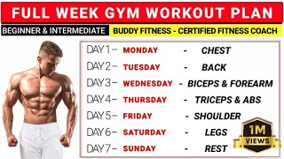 Full Week Gym Workout Plan  Gym Workout Plan  BuddyFitness [upl. by Corrinne]