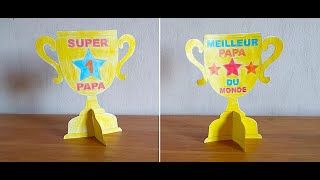 DIY Fête des pères  Fabriquer une coupe Super Papa  Activité Créative Enfant [upl. by Brunhilda]