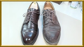 ASMR Clean amp restore Alden captoe cordovan 8 boots [upl. by Karole597]