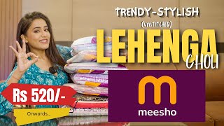 Festive special✨ MEESHO LEHNGA UNSTITCHED  Latest Collection  Honest review  gimaashi [upl. by Kester]