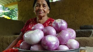 Village Food  Stir Fried Onions prepared in my village by my Mom [upl. by Patsis89]