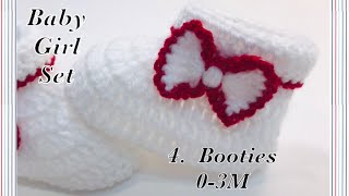 Baby Girl Crochet Layette Set How to crochet newborn baby booties  shoes by Crochet for Baby 170 [upl. by Clower]