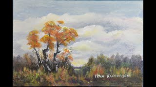 ACRYLIC PAINTING LESSON Painters Guild Of America  THREE TREES [upl. by Kerstin]