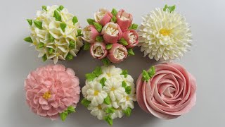 Buttercream Floral Cupcake Decorating in pink amp white to get this set search quotanhbakesquot on Amazon [upl. by Ambrosi]